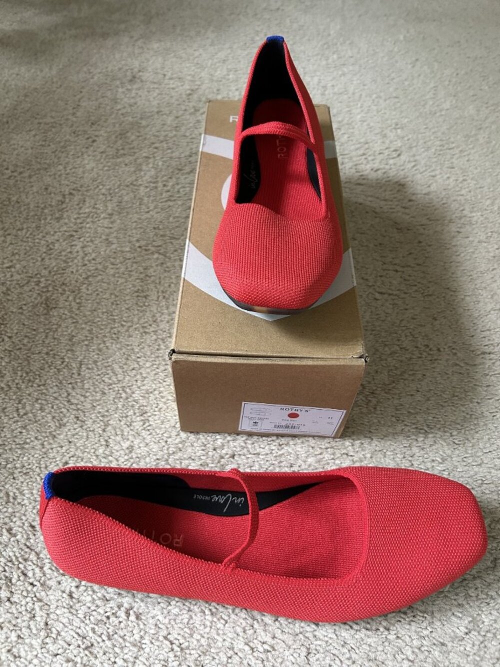 Rothy's Red Square Toe Mary Janes